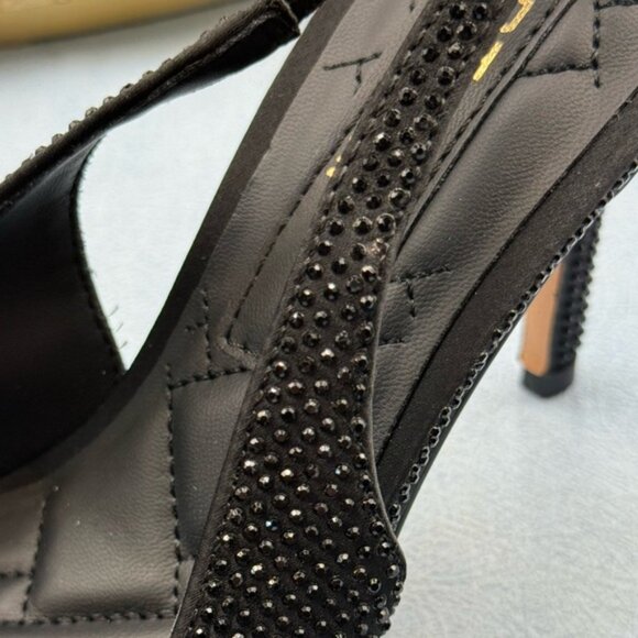 🆕 KURT GEIGER LONDON 🧿 NWOB Belgravia Black Crystal Sling Back Heel, Sz 38 7.5 - Picture 16 of 16